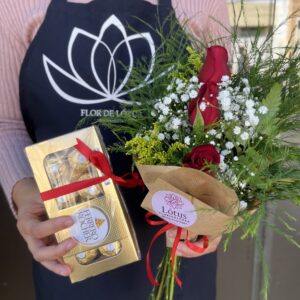 Trio de Rosas com Ferrero
